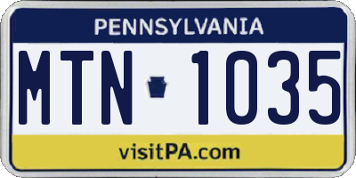 PA license plate MTN1035