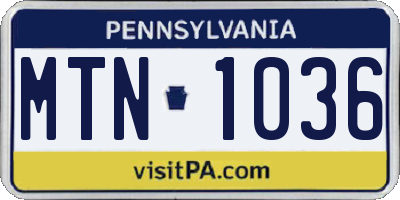 PA license plate MTN1036