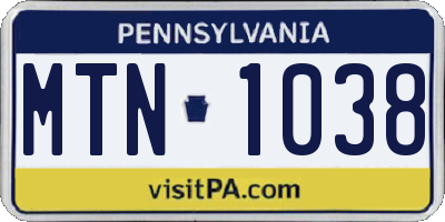 PA license plate MTN1038