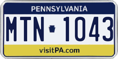 PA license plate MTN1043