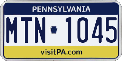 PA license plate MTN1045