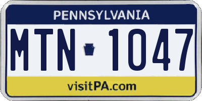 PA license plate MTN1047