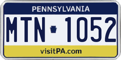 PA license plate MTN1052
