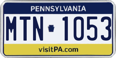 PA license plate MTN1053