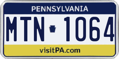 PA license plate MTN1064
