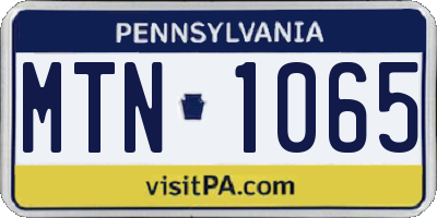 PA license plate MTN1065