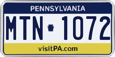 PA license plate MTN1072
