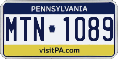 PA license plate MTN1089