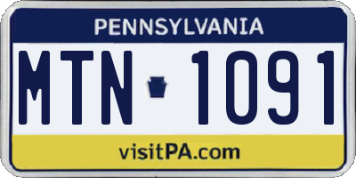 PA license plate MTN1091