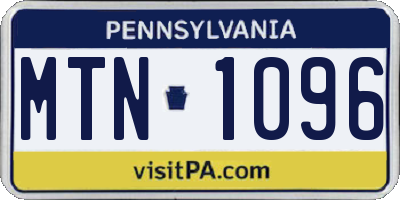 PA license plate MTN1096
