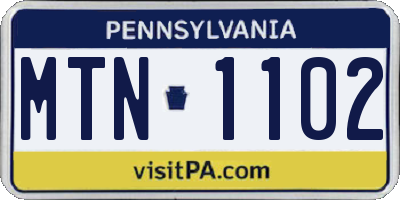 PA license plate MTN1102