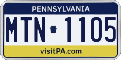 PA license plate MTN1105