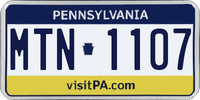 PA license plate MTN1107