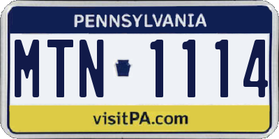 PA license plate MTN1114