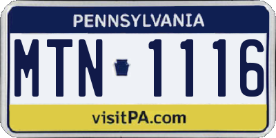 PA license plate MTN1116