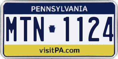 PA license plate MTN1124