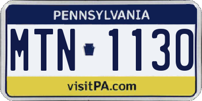 PA license plate MTN1130