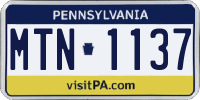 PA license plate MTN1137