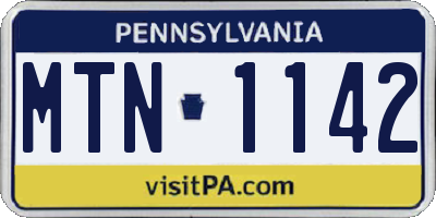 PA license plate MTN1142
