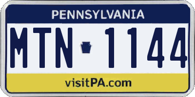 PA license plate MTN1144