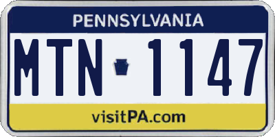 PA license plate MTN1147
