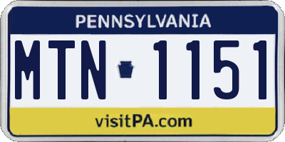 PA license plate MTN1151