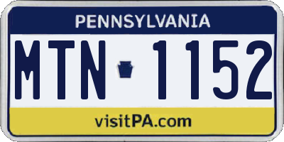PA license plate MTN1152