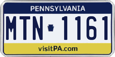 PA license plate MTN1161