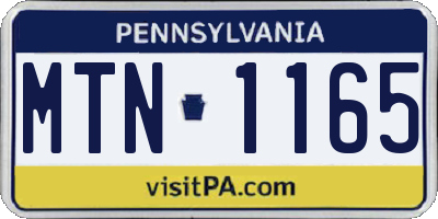 PA license plate MTN1165