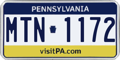PA license plate MTN1172
