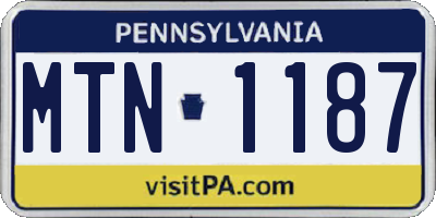 PA license plate MTN1187
