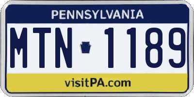 PA license plate MTN1189