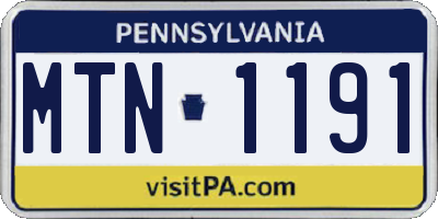 PA license plate MTN1191