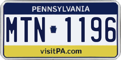 PA license plate MTN1196