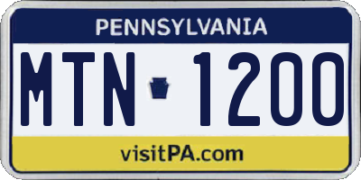 PA license plate MTN1200