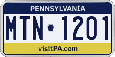 PA license plate MTN1201