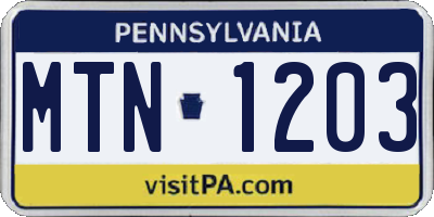 PA license plate MTN1203