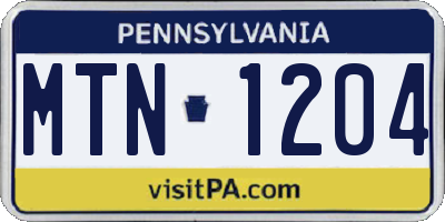 PA license plate MTN1204