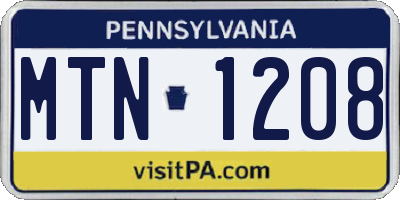 PA license plate MTN1208