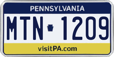 PA license plate MTN1209