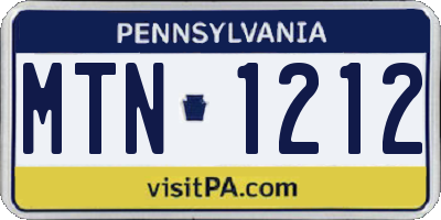 PA license plate MTN1212
