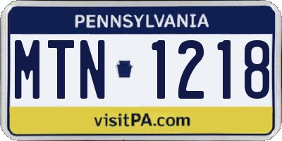PA license plate MTN1218