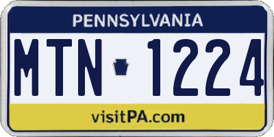 PA license plate MTN1224