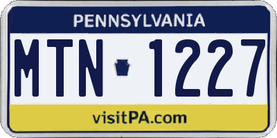 PA license plate MTN1227