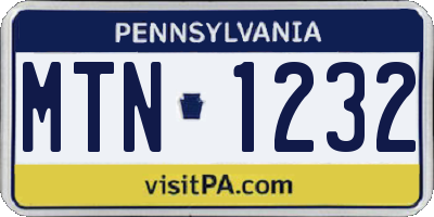 PA license plate MTN1232
