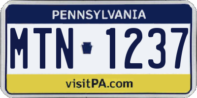 PA license plate MTN1237