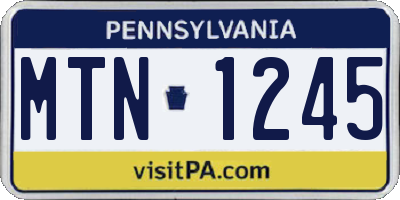 PA license plate MTN1245