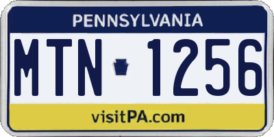 PA license plate MTN1256