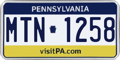 PA license plate MTN1258