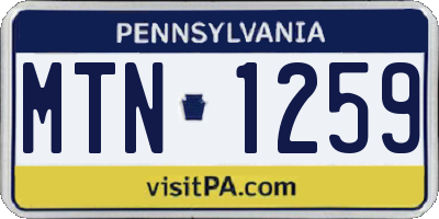 PA license plate MTN1259